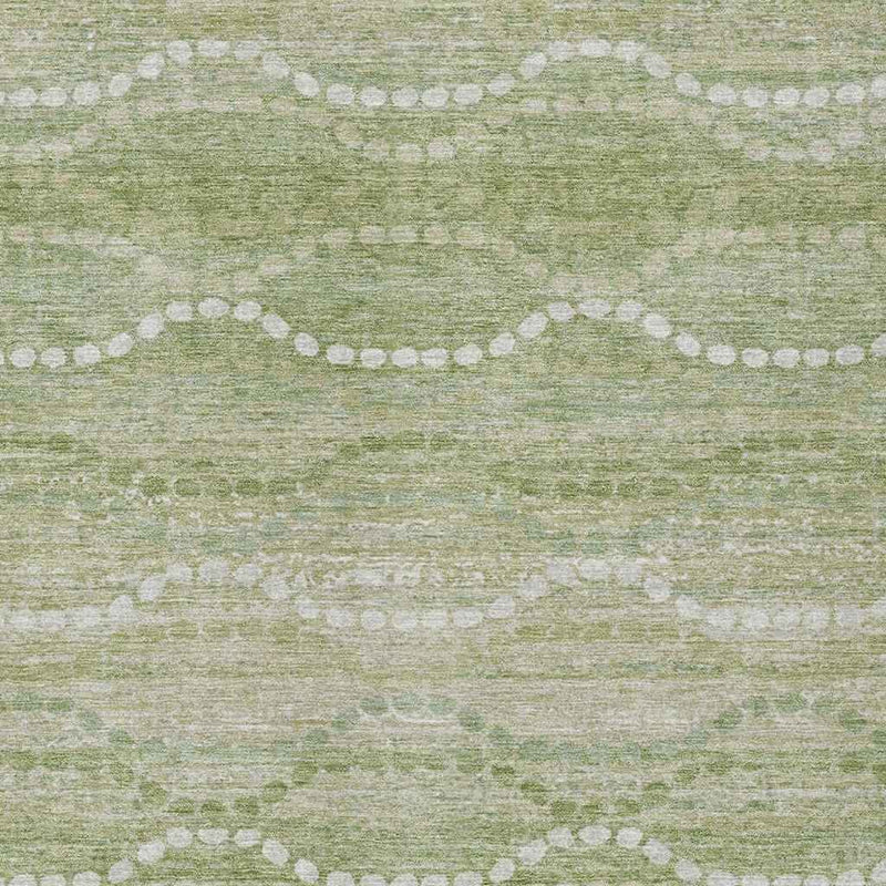 9' X 12' Sage And Ivory Ogee Washable Indoor Outdoor Area Rug