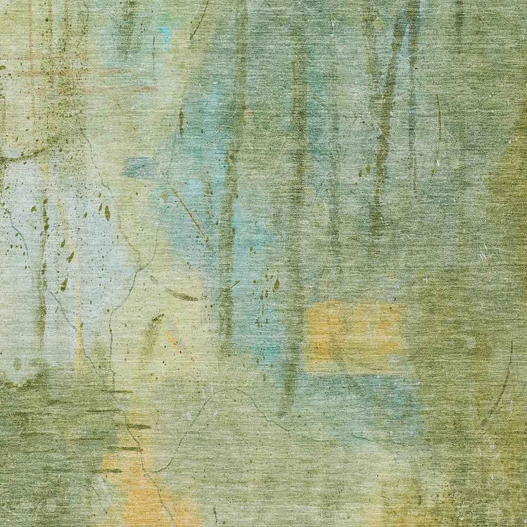 8' X 10' Sage And Gold Abstract Washable Indoor Outdoor Area Rug