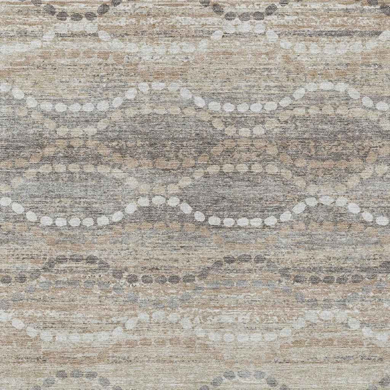 3' X 5' Beige And Gray Ogee Washable Indoor Outdoor Area Rug