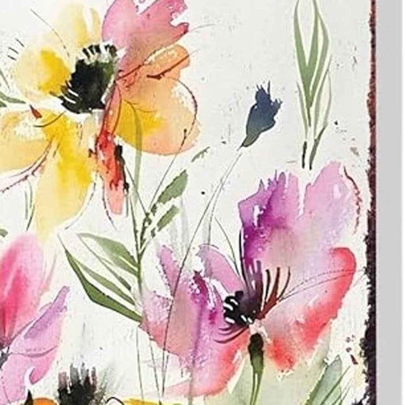 30" Blue Pink White And Yellow Solid Wood Wildflowers Garden Stake