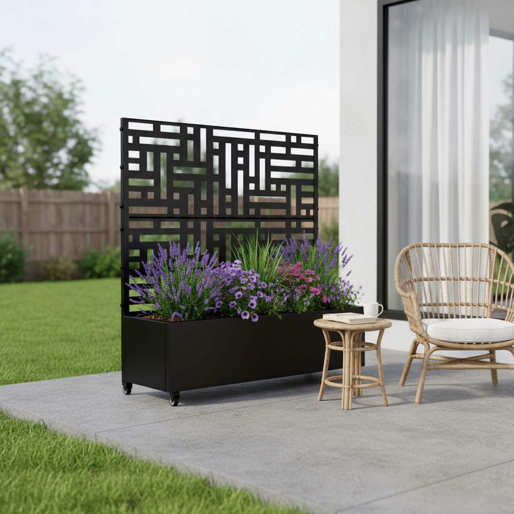 47" X 47" Black Metal Rectangular Planter Box - Sports & Outdoor