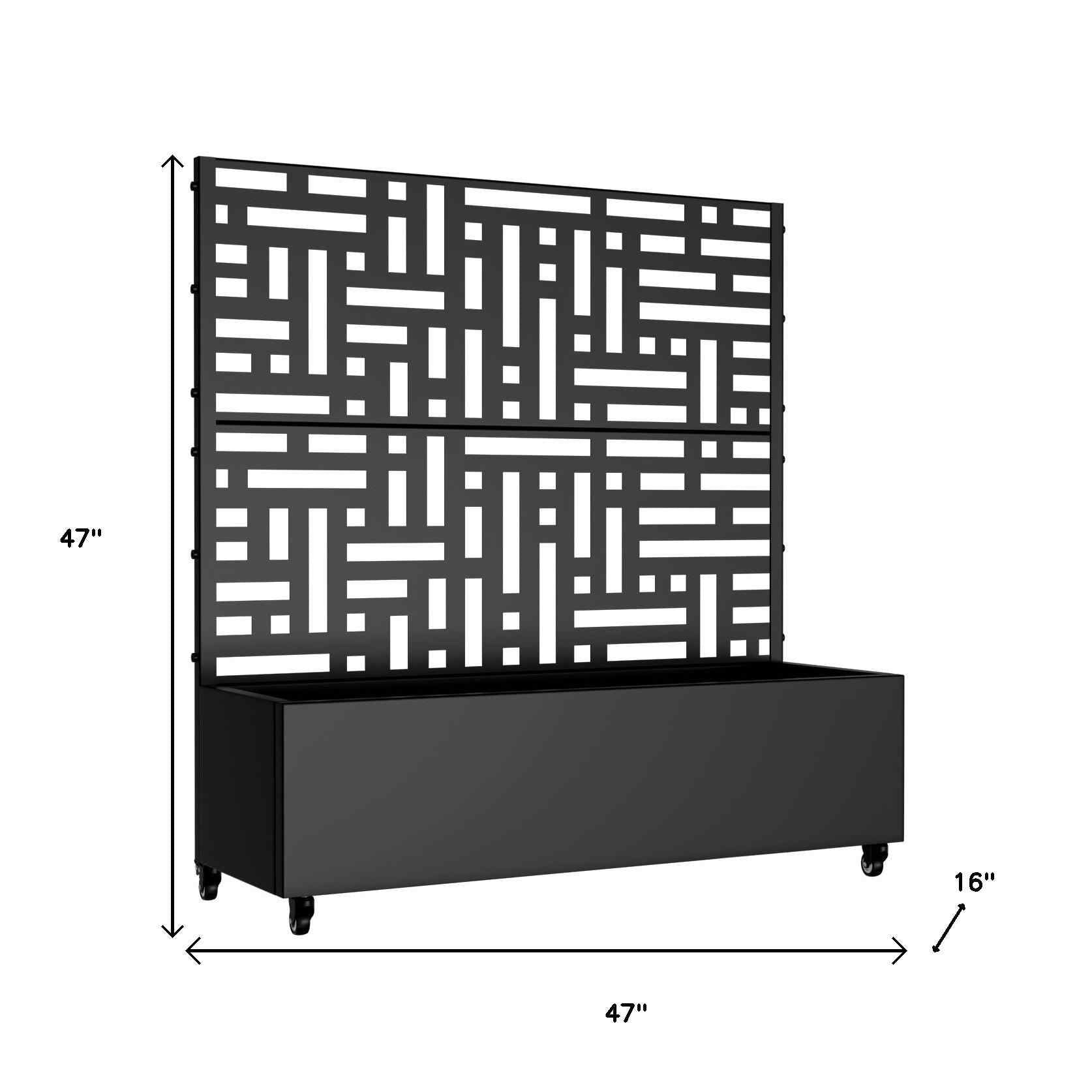 47" X 47" Black Metal Rectangular Planter Box - Sports & Outdoor