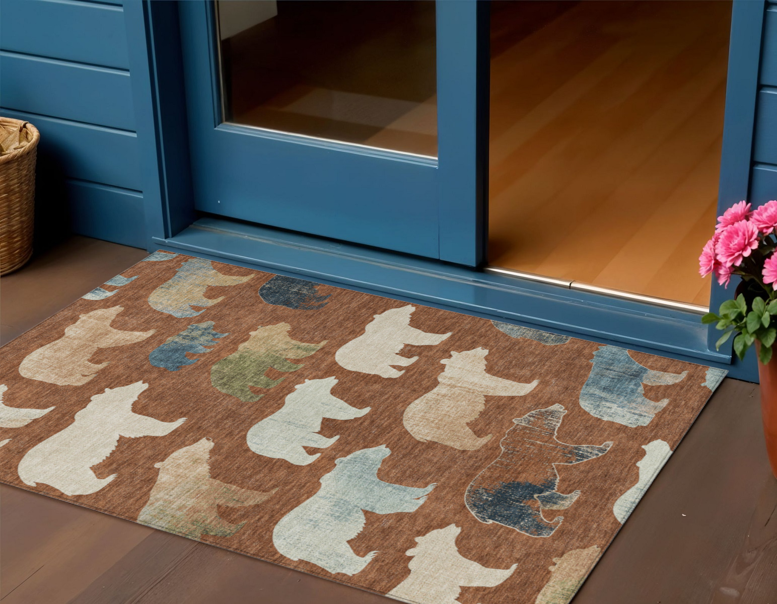 3' X 5' Chili Red Ivory And Beige Animal Print Washable Indoor Outdoor Area Rug