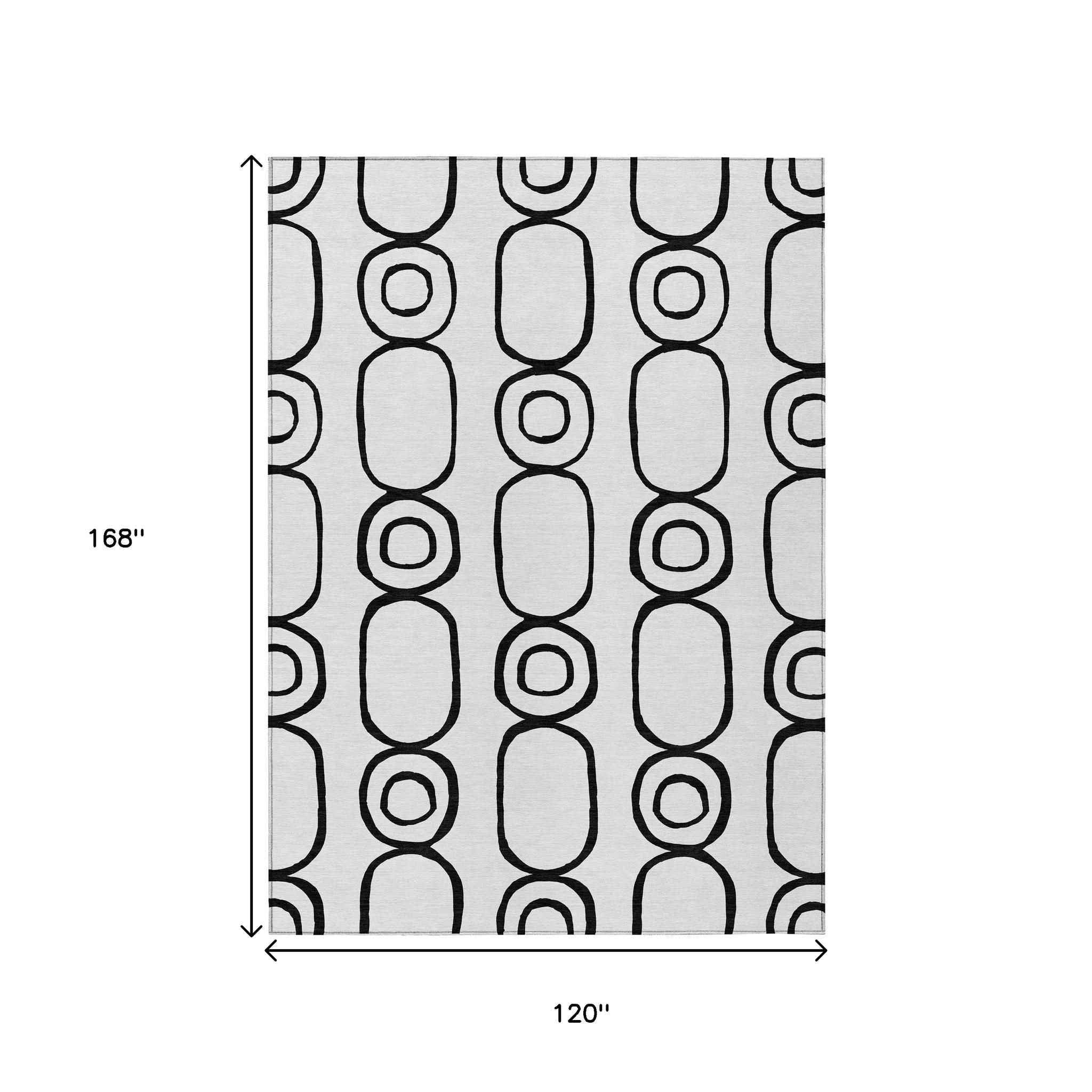 10' X 14' White And Black Geometric Washable Indoor Outdoor Area Rug