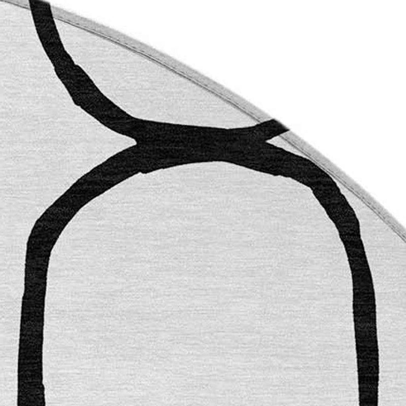 8' White And Black Round Geometric Washable Indoor Outdoor Area Rug