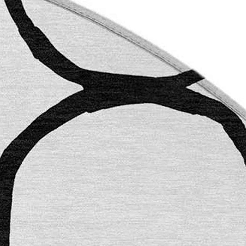 8' White And Black Round Geometric Washable Indoor Outdoor Area Rug