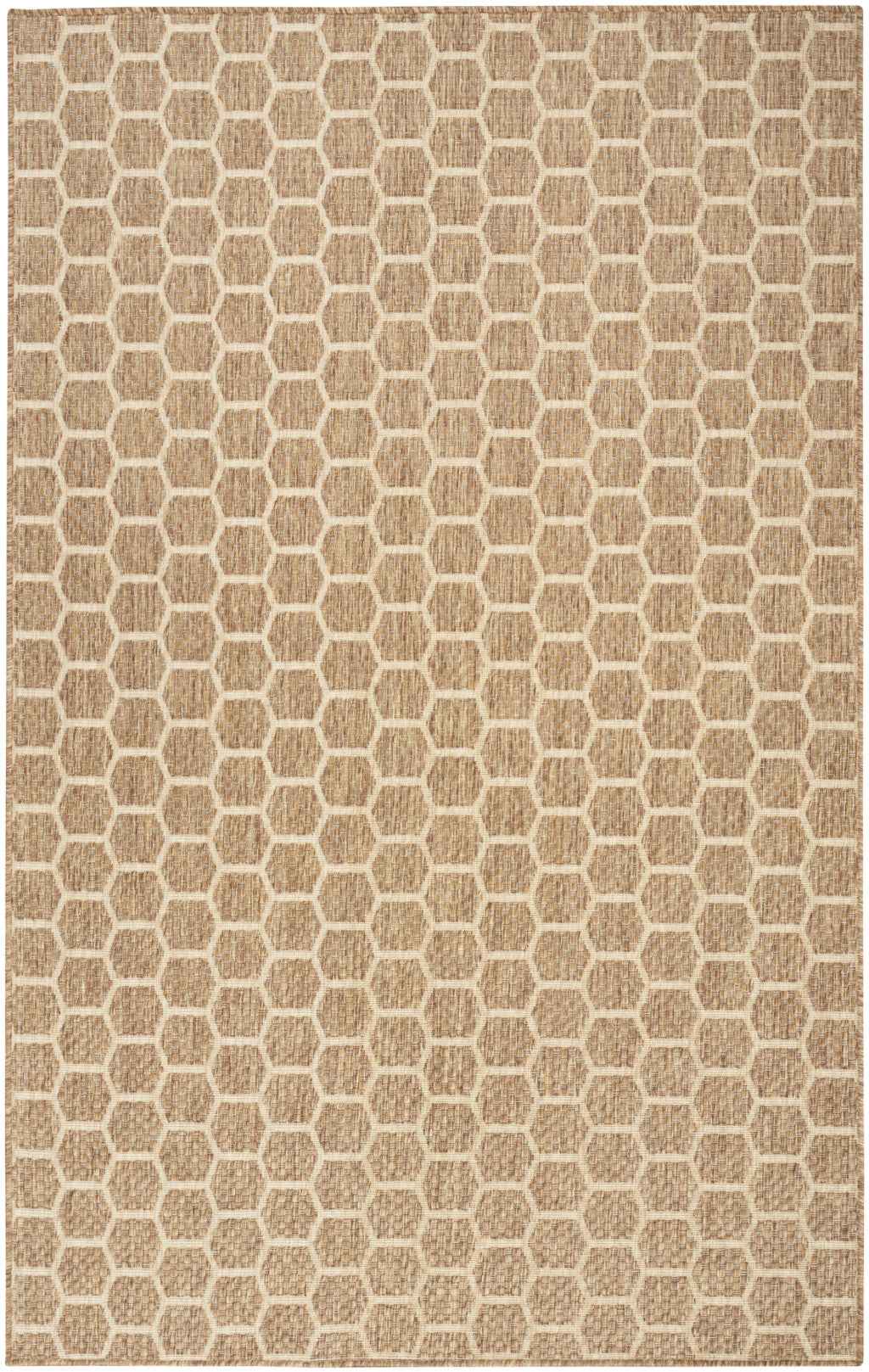 4' X 6' Natural And Beige Geometric Indoor Outdoor Area Rug