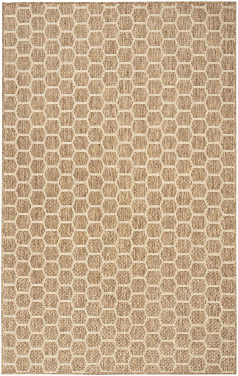 4' X 6' Natural And Beige Geometric Indoor Outdoor Area Rug