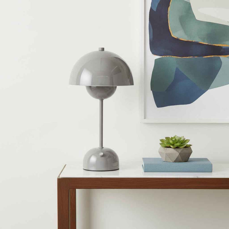 12" Gray Metal Table Lamp