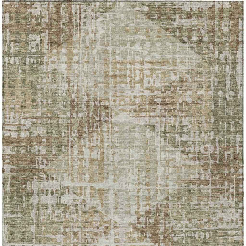 10' X 14' Fern Green And Beige Geometric Washable Indoor Outdoor Area Rug