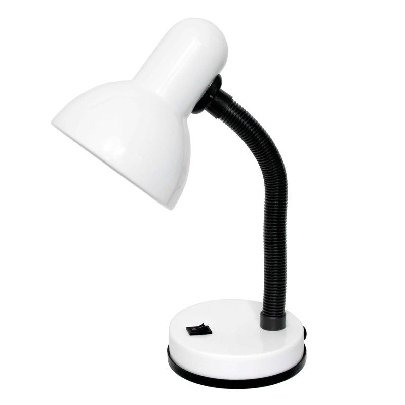 14" White Metal Swing Arm Table Lamp