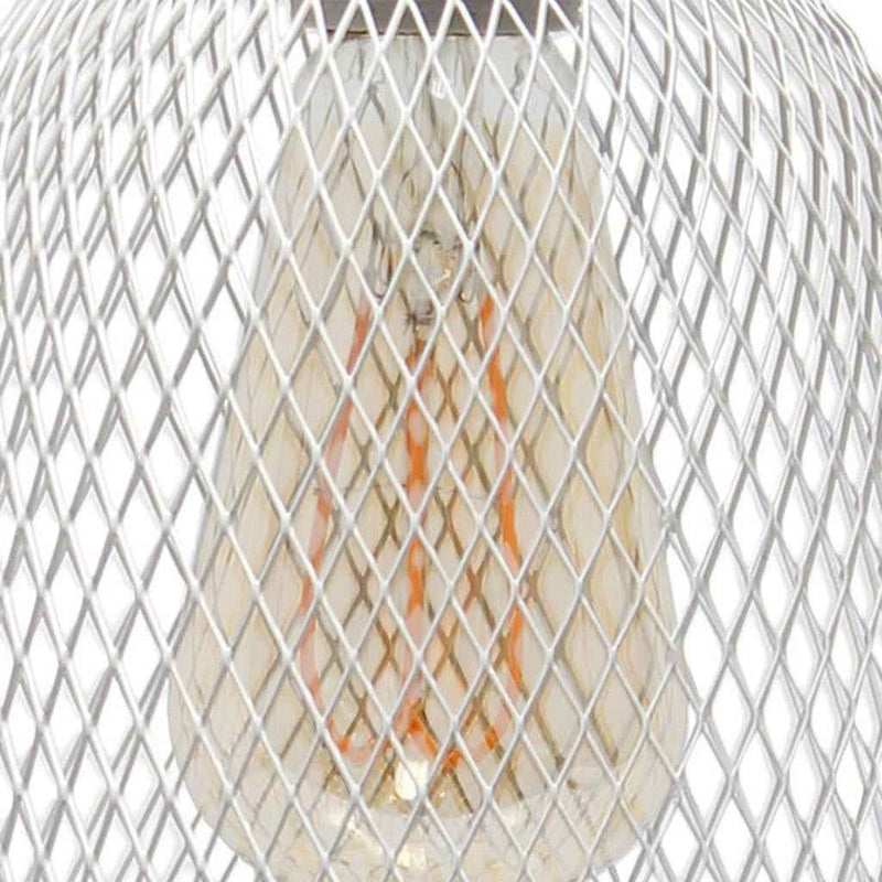 19" White Metal Lantern Table Lamp With White Globe Shade