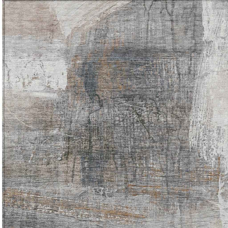 5' X 8' Beige And Gray Abstract Washable Indoor Outdoor Area Rug