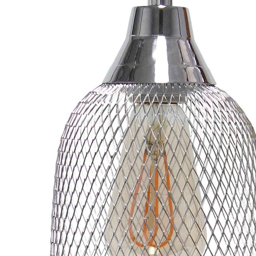 19" Silver Metal Lantern Table Lamp With Silver Globe Shade