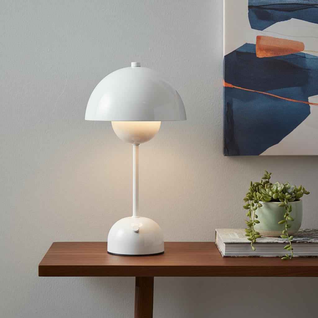 12" White Metal Table Lamp