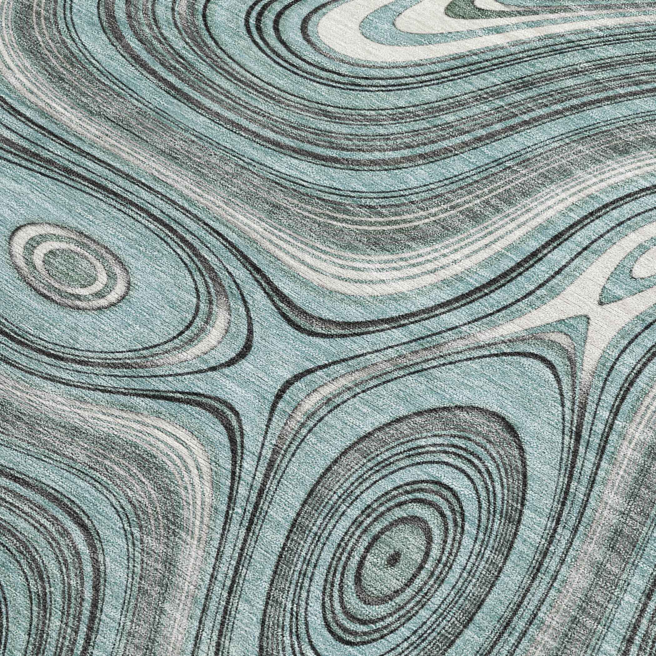 8' X 10' Sky Blue And Gray Geometric Washable Indoor Outdoor Area Rug