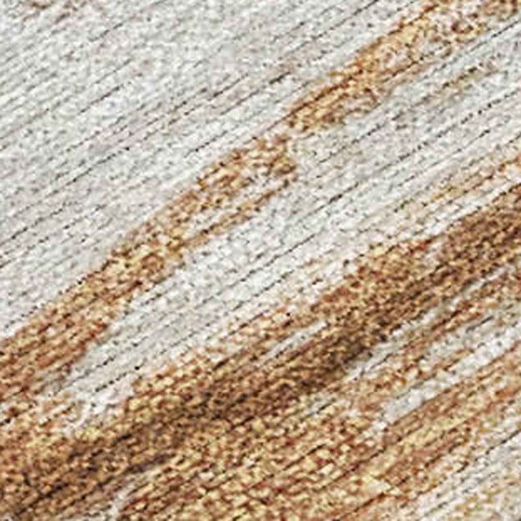 3' X 5' Taupe And Gold Nautical Washable Indoor Outdoor Area Rug