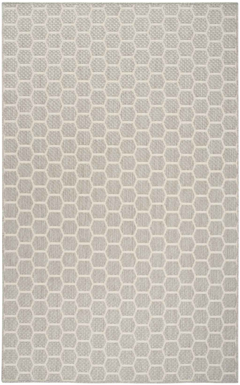 6' X 9' Gray And Ivory Geometric Indoor Outdoor Area Rug