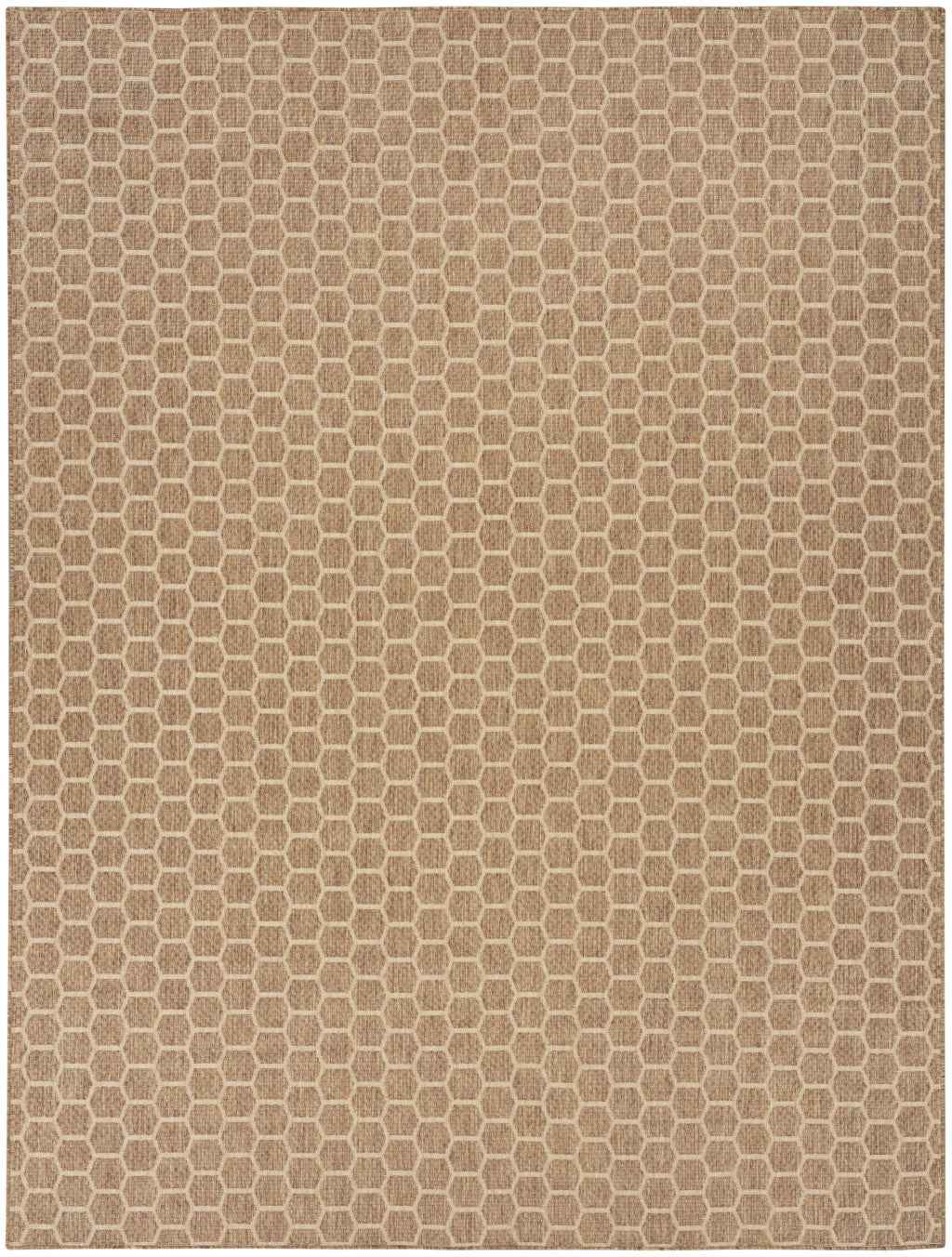8' X 10' Natural And Beige Geometric Indoor Outdoor Area Rug