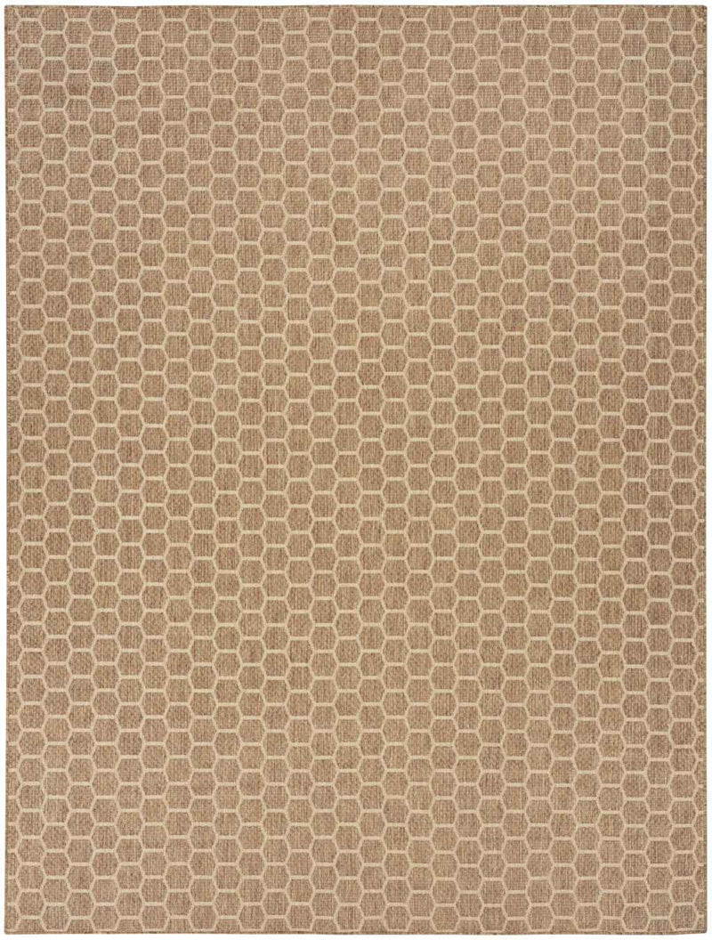8' X 10' Natural And Beige Geometric Indoor Outdoor Area Rug