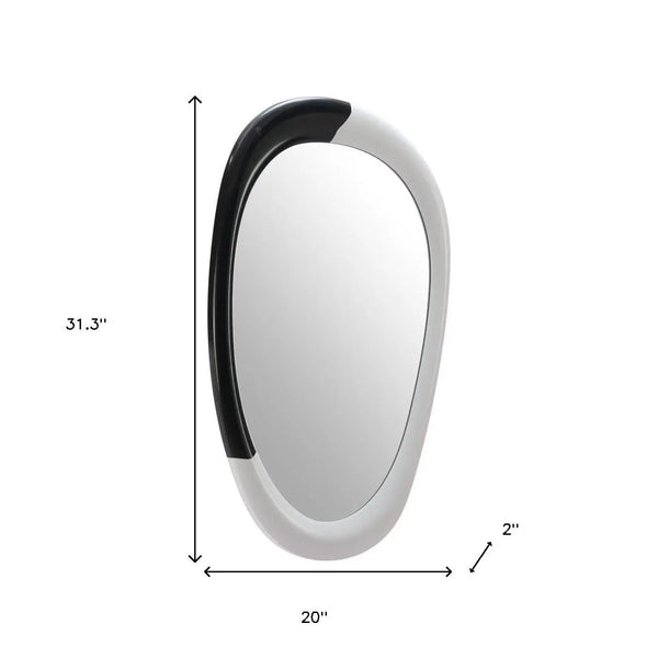 31" Black And White Steel Oval Geometric Framed Accent Mirror Homeroots Bed & Bath