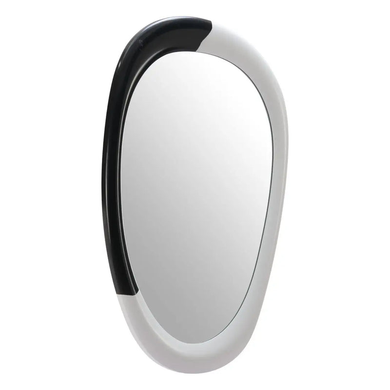 31" Black And White Steel Oval Geometric Framed Accent Mirror Homeroots Bed & Bath