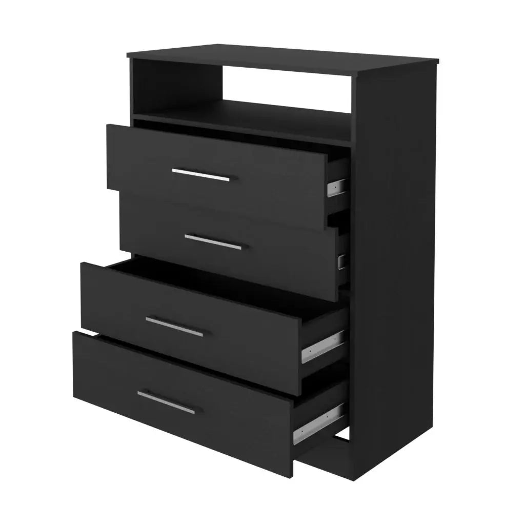 31" Black Wood Four Drawer Dresser Homeroots Bed & Bath