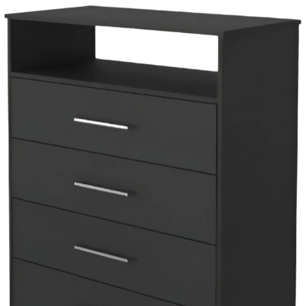 31" Black Wood Four Drawer Dresser Homeroots Bed & Bath