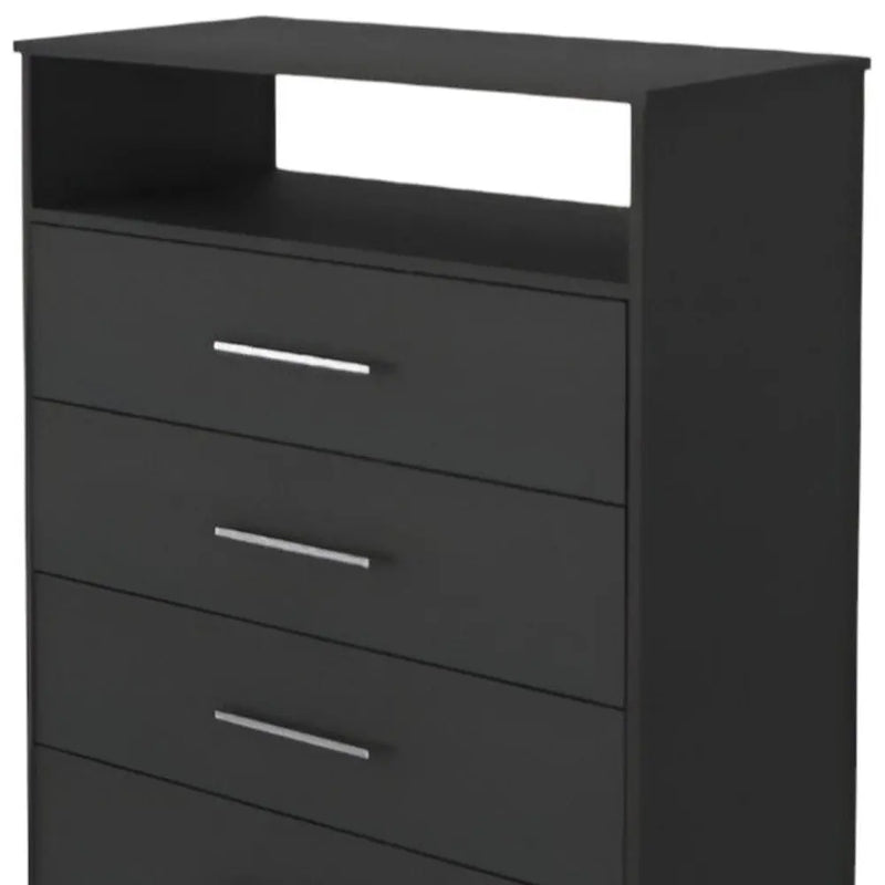 31" Black Wood Four Drawer Dresser Homeroots Bed & Bath