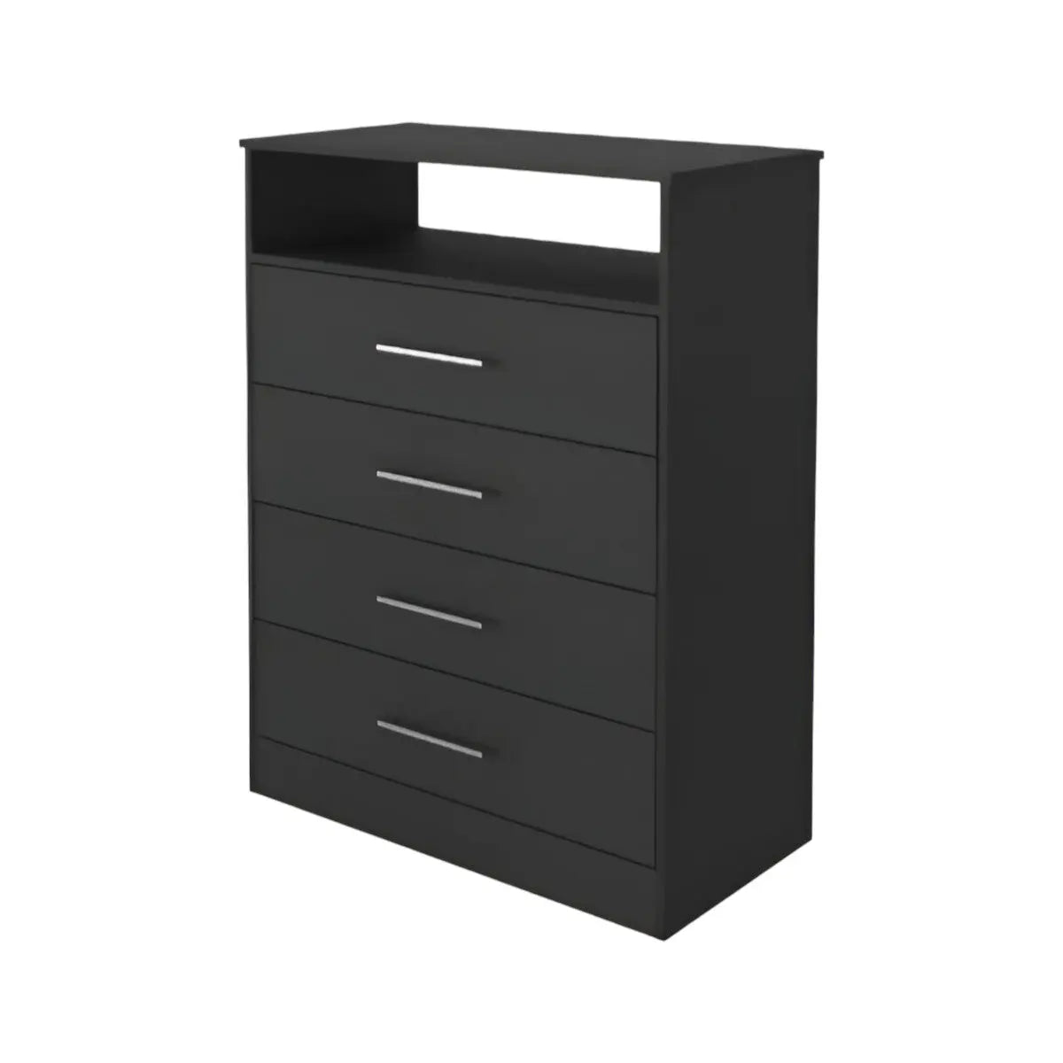 31" Black Wood Four Drawer Dresser Homeroots Bed & Bath