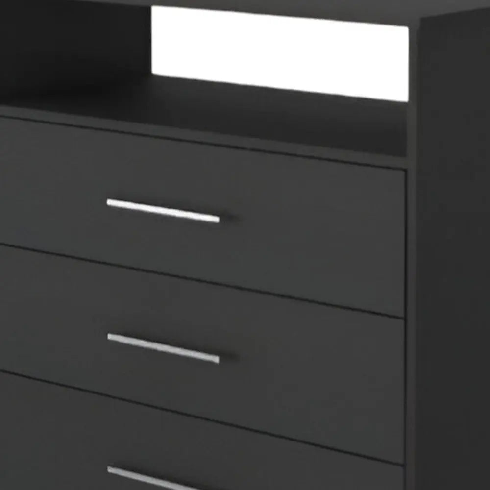 31" Black Wood Four Drawer Dresser Homeroots Bed & Bath