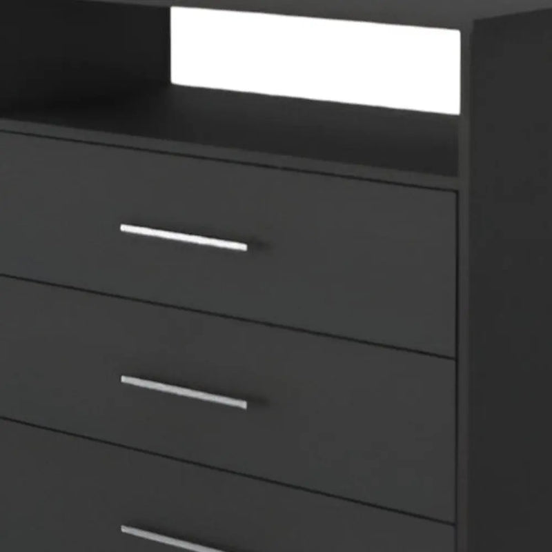 31" Black Wood Four Drawer Dresser Homeroots Bed & Bath