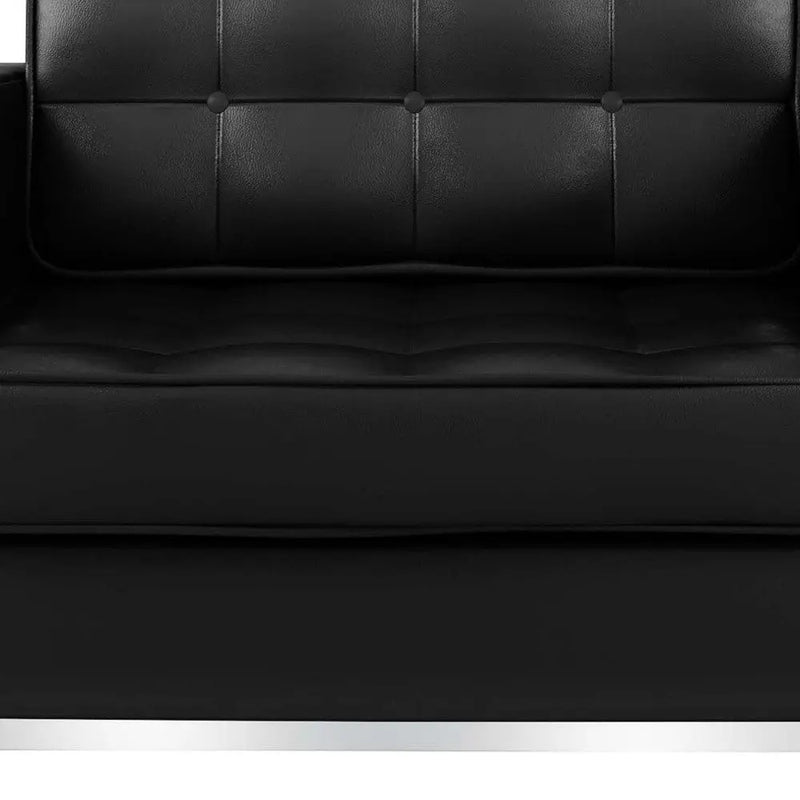 31" Black and Silver Italian Leather Tufted Club Chair Homeroots Living Room