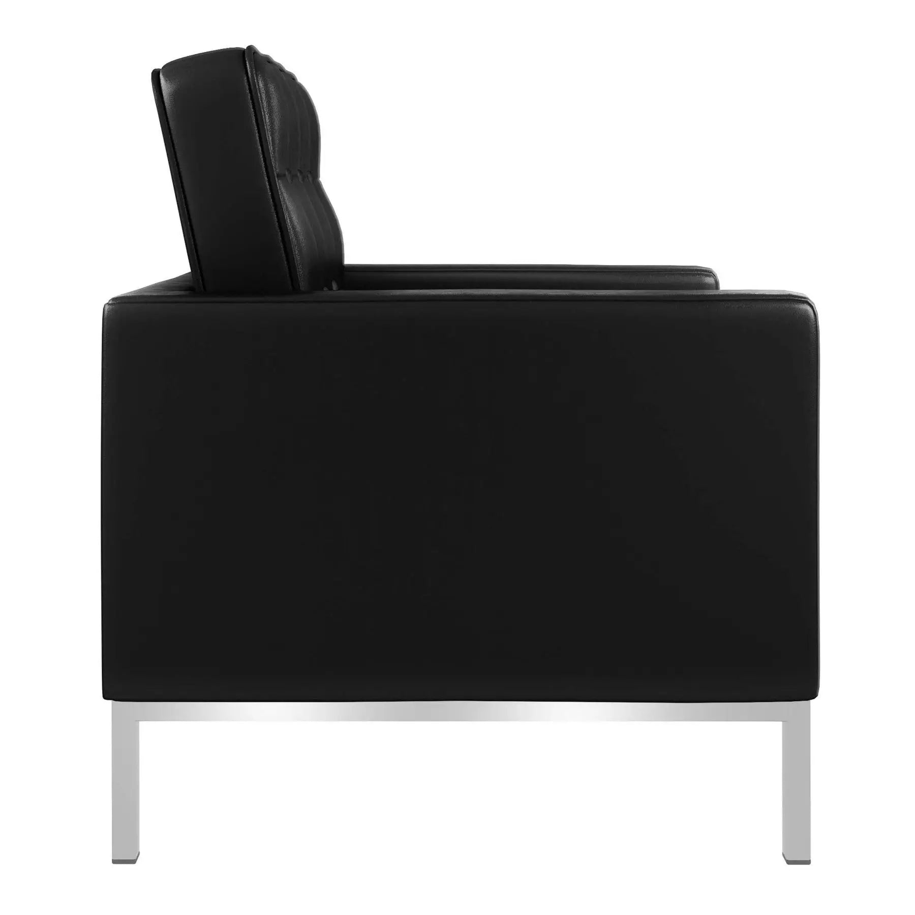 31" Black and Silver Italian Leather Tufted Club Chair Homeroots Living Room