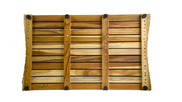 31" Brown Teak Slat Non Slip Bath Mat Homeroots Bed & Bath
