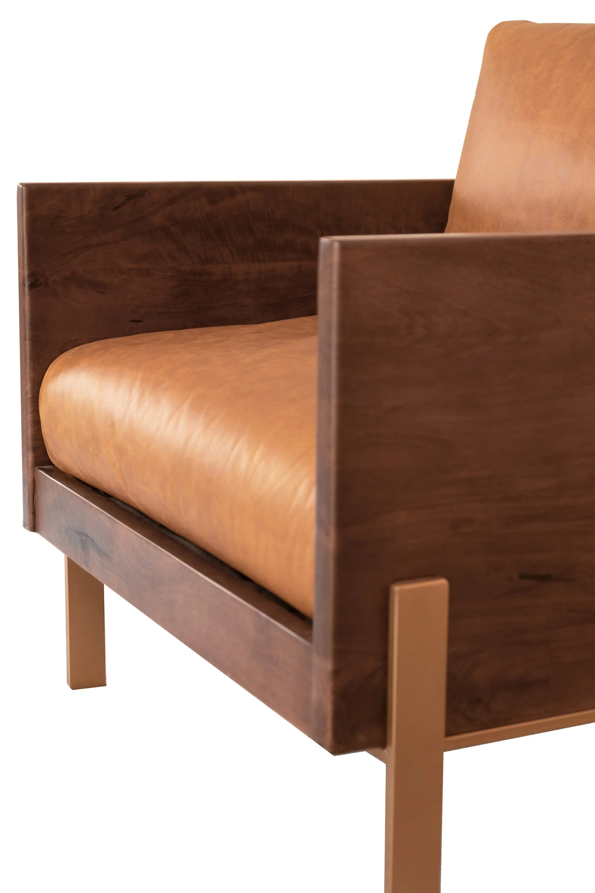 31" Brown Top Grain Leather And Solid Wood Arm Chair Homeroots Living Room