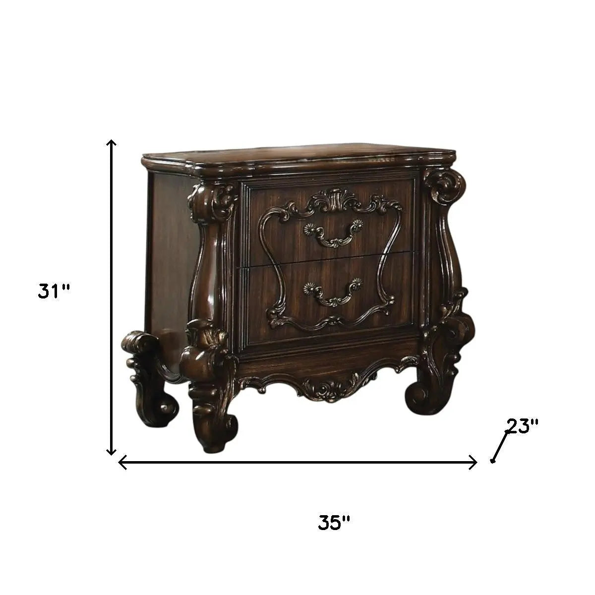 31" Brown Two Drawers Nightstand Homeroots Bed & Bath