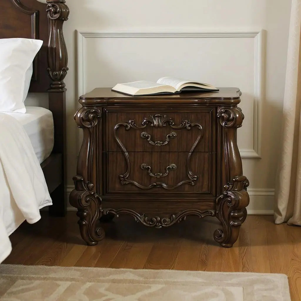 31" Brown Two Drawers Nightstand Homeroots Bed & Bath