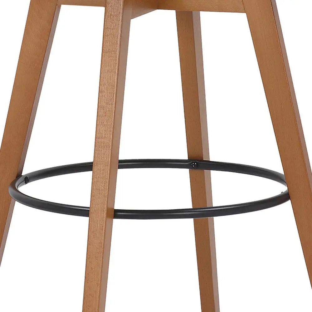 31" Cream and Black Fabric and Iron Bar Height Swivel Bar Chair - GreatEagleInc