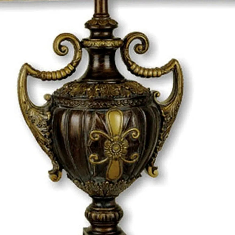31" Gold Bedside Lamp With Bell Shade Homeroots Lighting