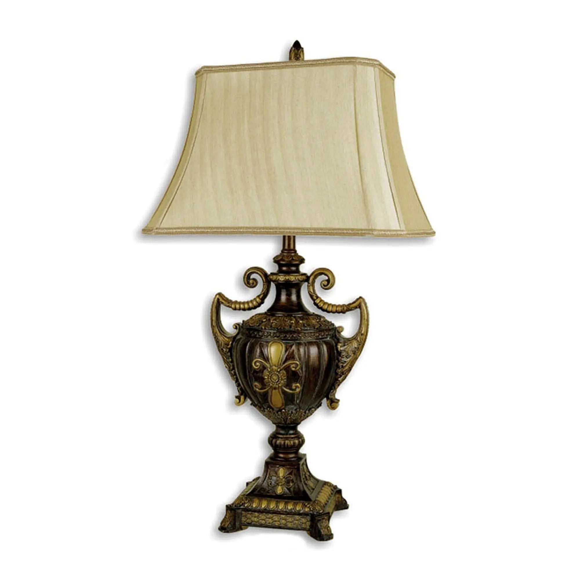 31" Gold Bedside Lamp With Bell Shade Homeroots Lighting