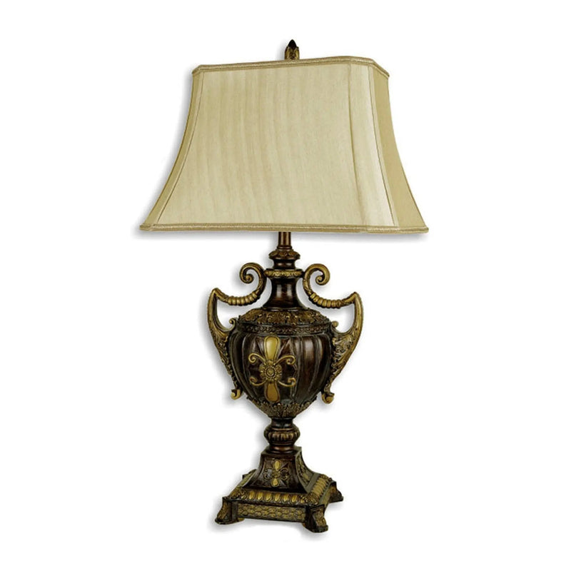 31" Gold Bedside Lamp With Bell Shade Homeroots Lighting