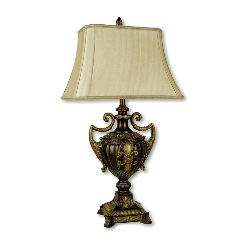 31" Gold Bedside Lamp With Bell Shade Homeroots Lighting