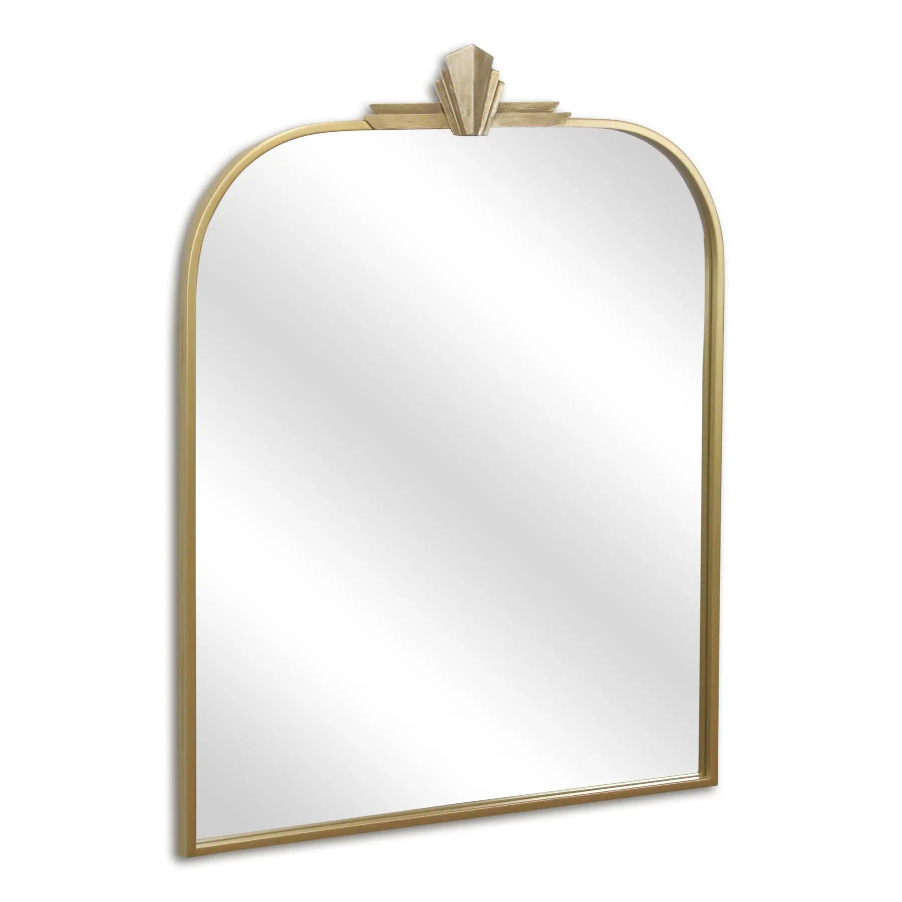 31" Gold Metal Art Deco Arch Accent Mirror Homeroots Bed & Bath