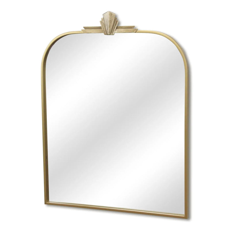 31" Gold Metal Art Deco Arch Accent Mirror Homeroots Bed & Bath