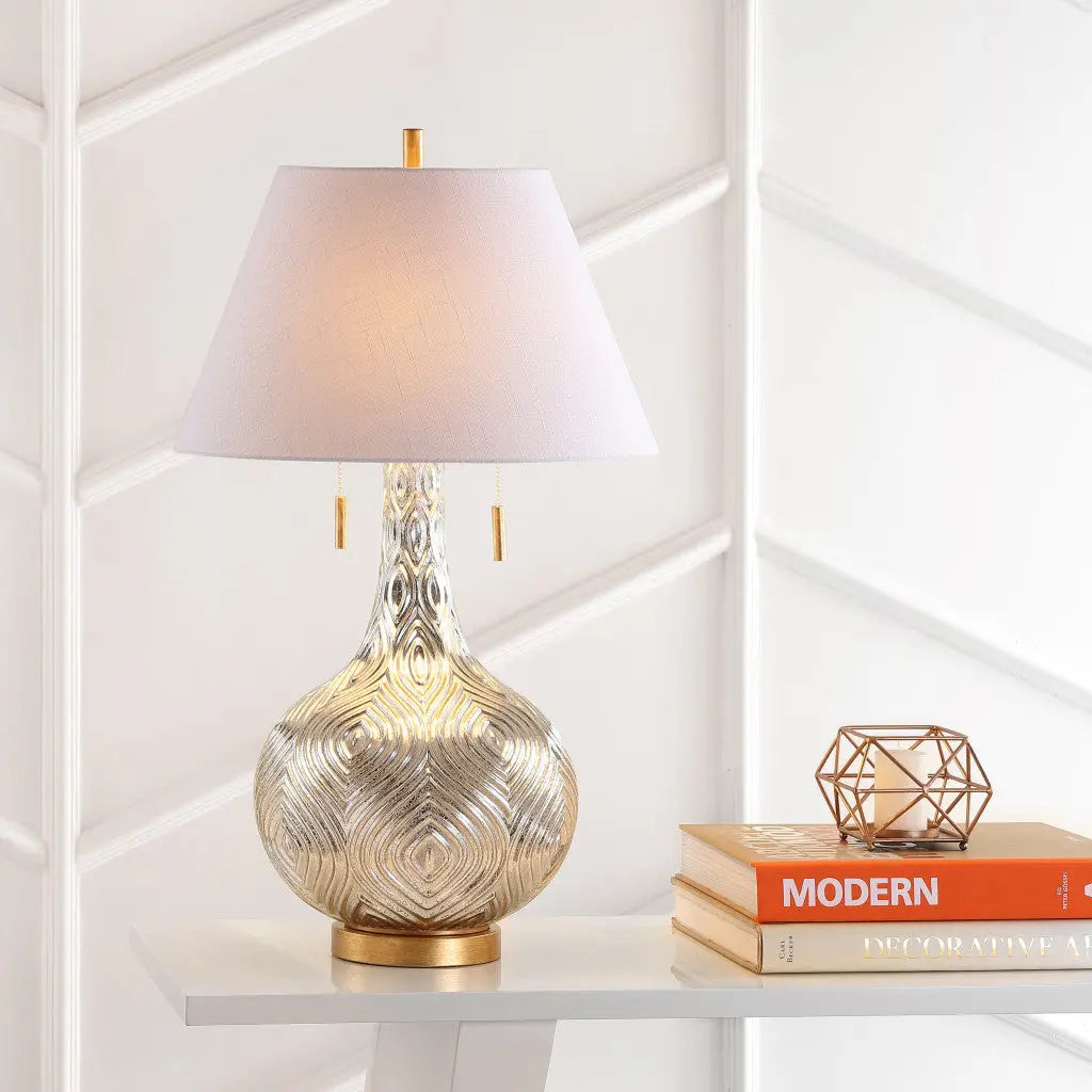 31" Gold Novelty Table Lamp LED With Globe Shade Homeroots Lighting
