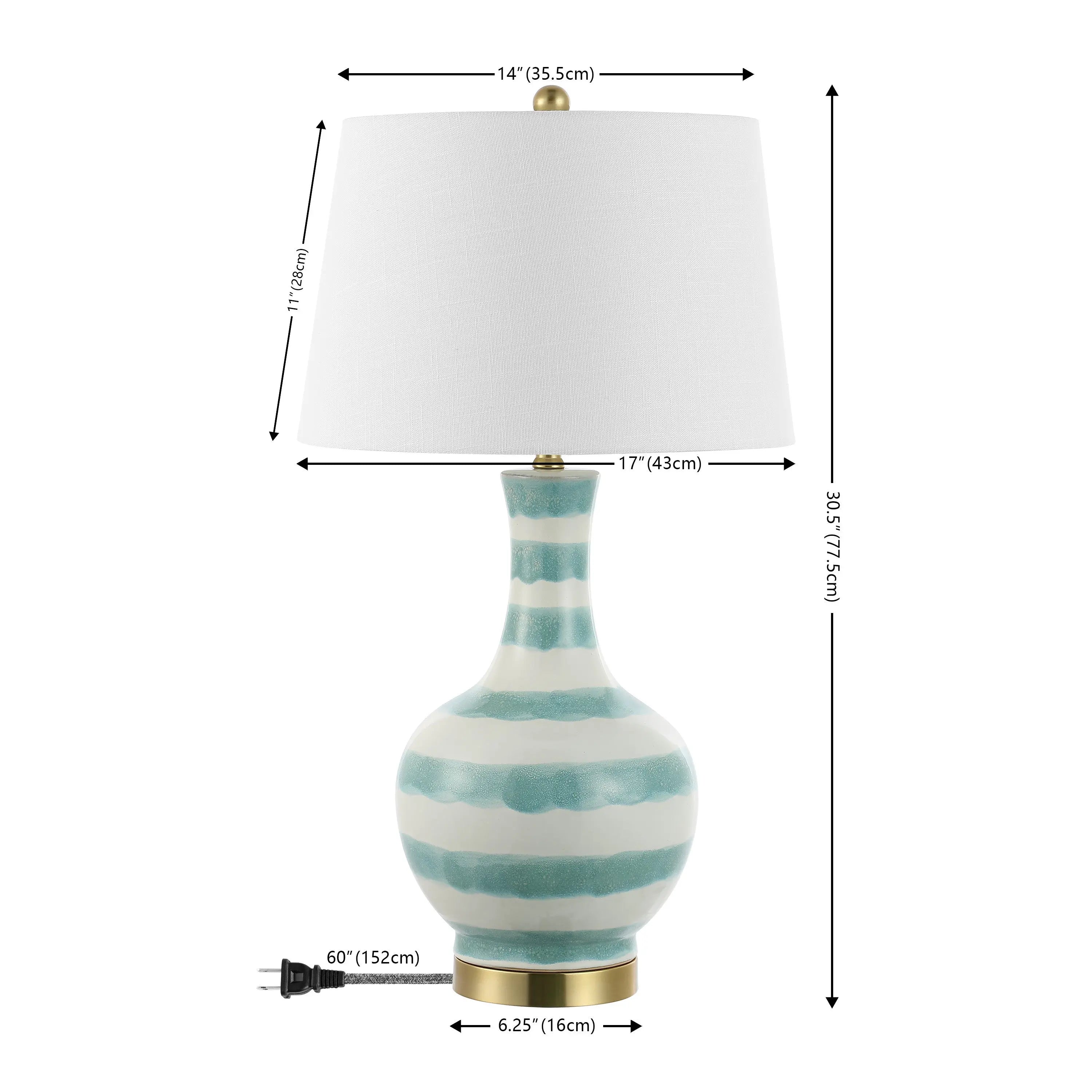 31" Gold Round Table Lamp With Globe Shade Homeroots Lighting