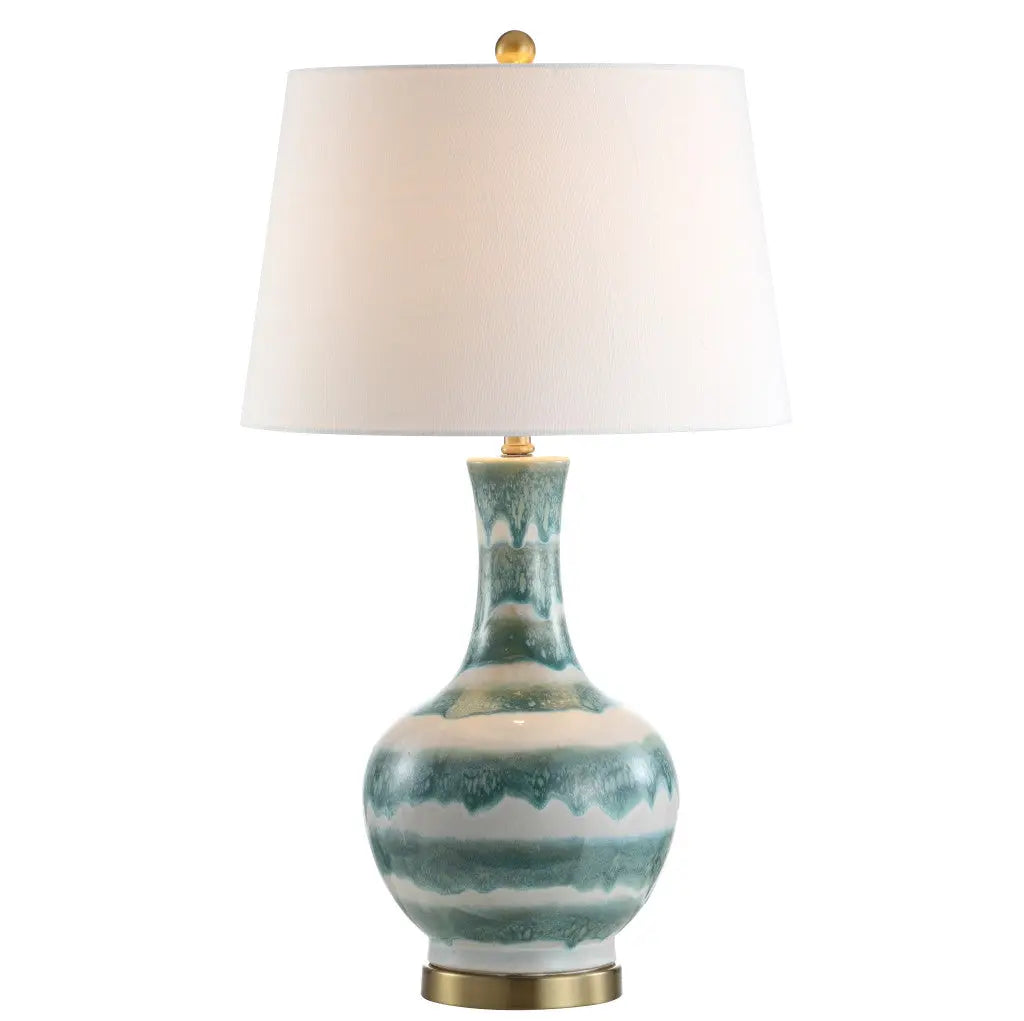 31" Gold Round Table Lamp With Globe Shade Homeroots Lighting