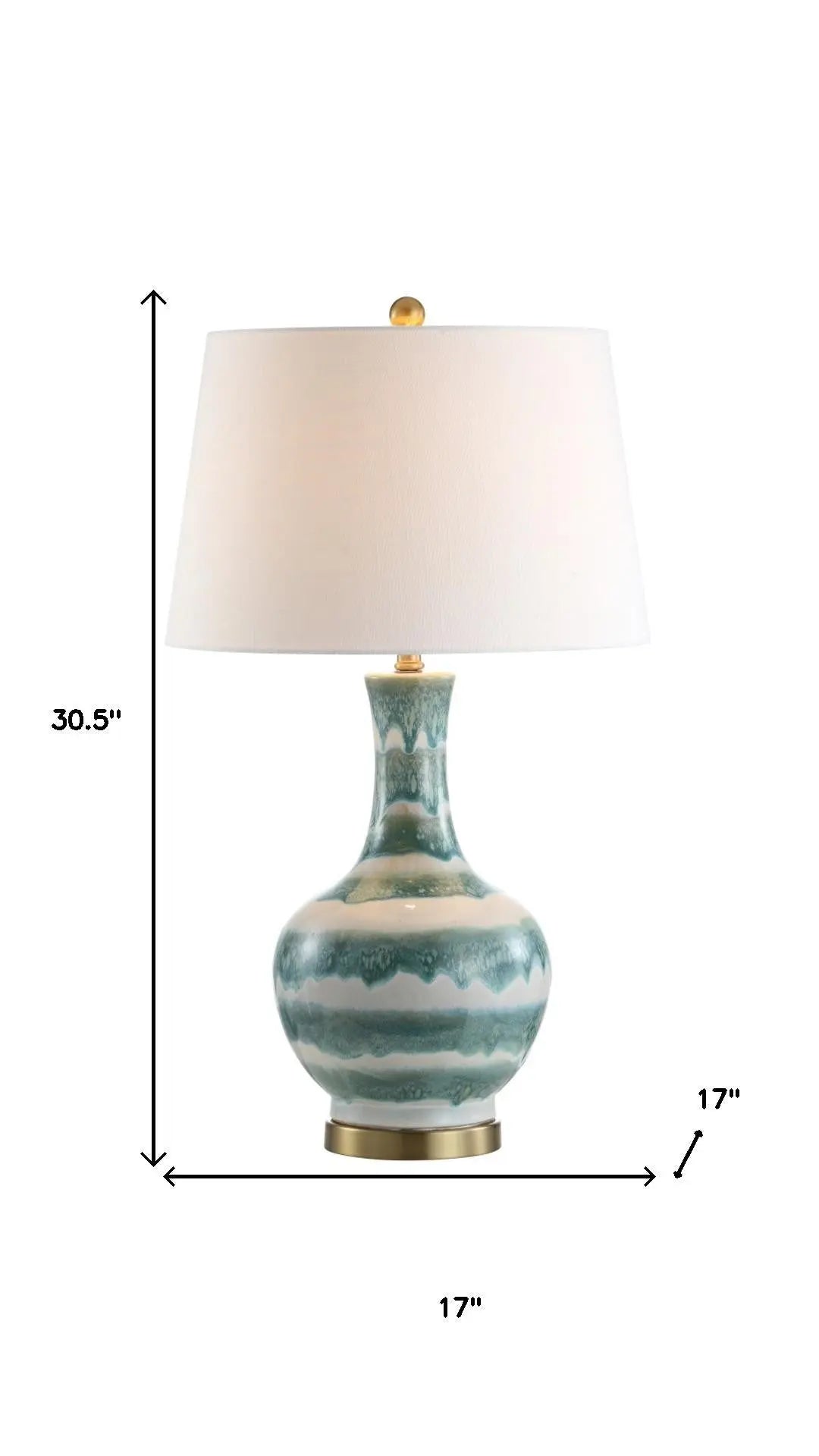 31" Gold Round Table Lamp With Globe Shade Homeroots Lighting