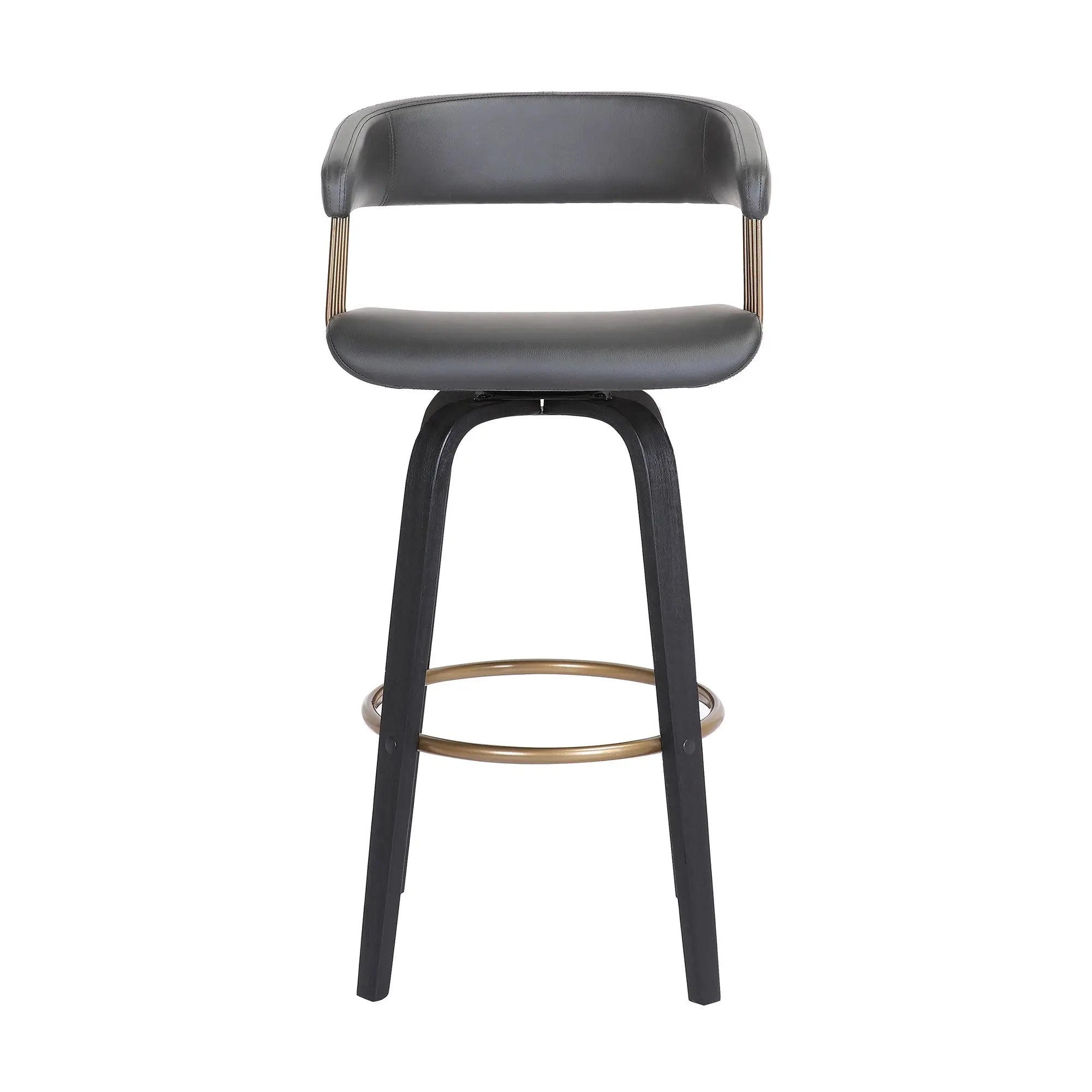31" Gray And Black Faux Leather Swivel Bar Height Bar Chair Homeroots Living Room